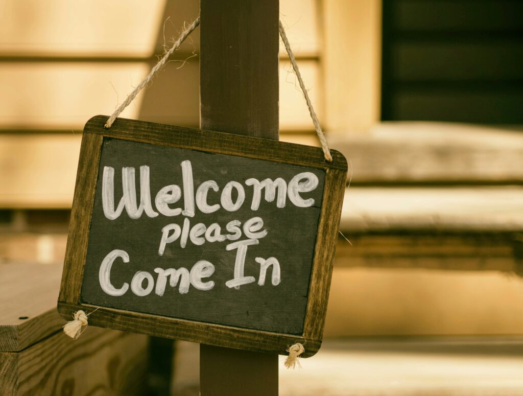 Welcome please come in wooden sign